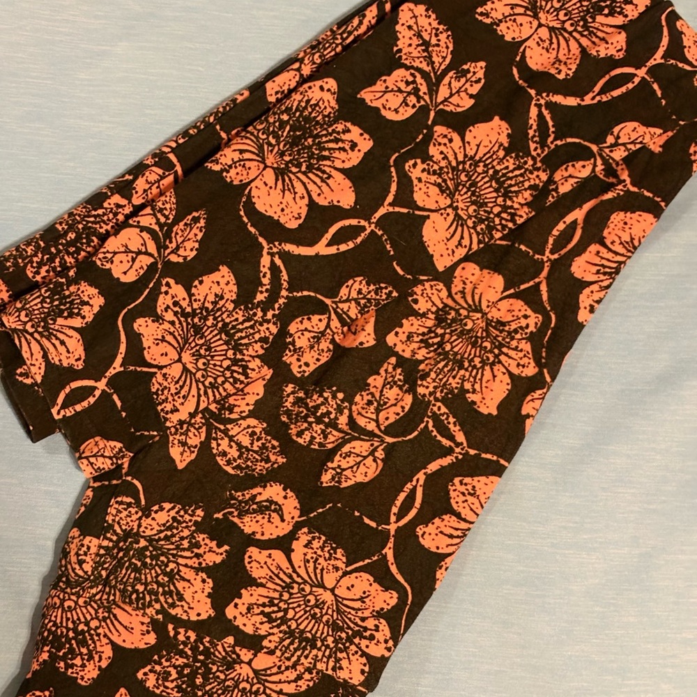 LuLaRoe Floral Leggings - Black and Orange